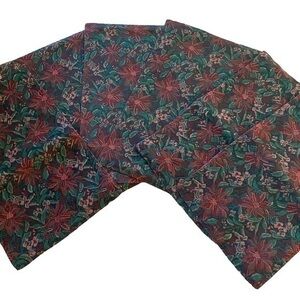 Crate&Barrel red green cotton Christmas Holiday Placemats Set of 6 EUC